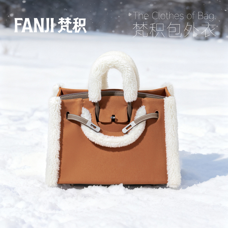 Suitable for Hermès Birkin 25 Platinum 30 Wool Velvet Cob Bag Outerwear Autumn and Winter Fanji Decorative Accessories