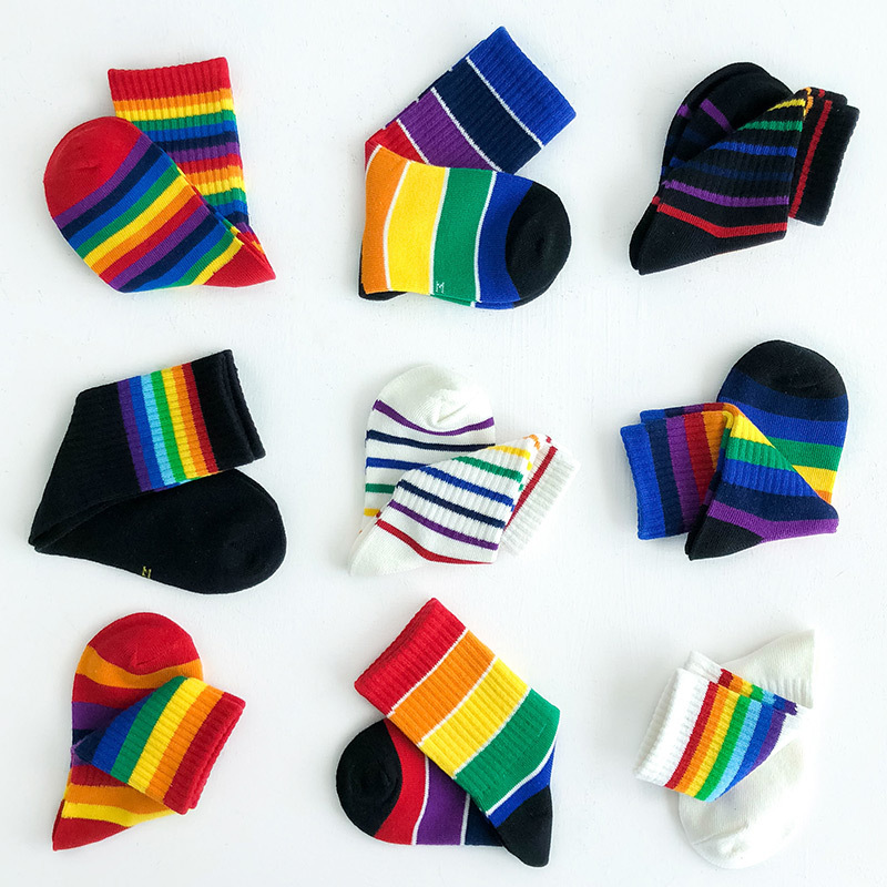 Korean Rainbow Socks ins Trendy Children's Colorful Striped Mid-Calf Socks Cotton Socks Four Seasons Fashion Baby Socks for Boys and Girls