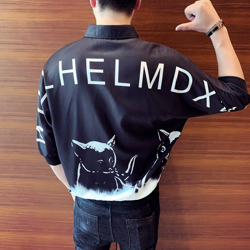 Летняя трендовая рубашка для отдыха, популярно в интернете, короткий рукав, в корейском стиле, оверсайз