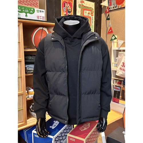 Черный короткий демисезонный жилет с пухом, утепленная майка топ, куртка, удерживающий тепло пуховик, в американском стиле