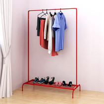 Clothes rack Floor-standing single rod type living room mobile hanging rack Balcony drying rack Simple cool clothes rod hanging clothes love cool