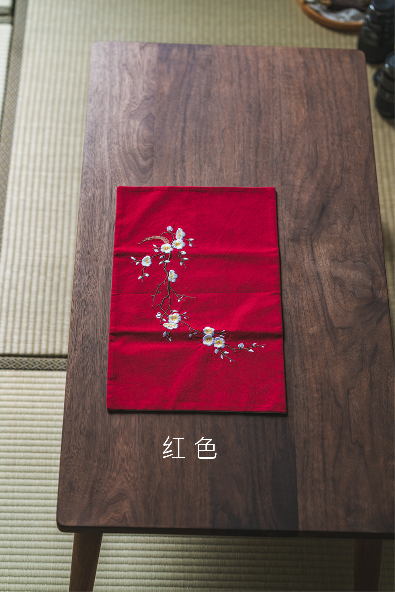 Vegetation school cotton embroidery name plum tea XiZhongGuo wind zen tea towel cloth art tea shops tea tea table flag space