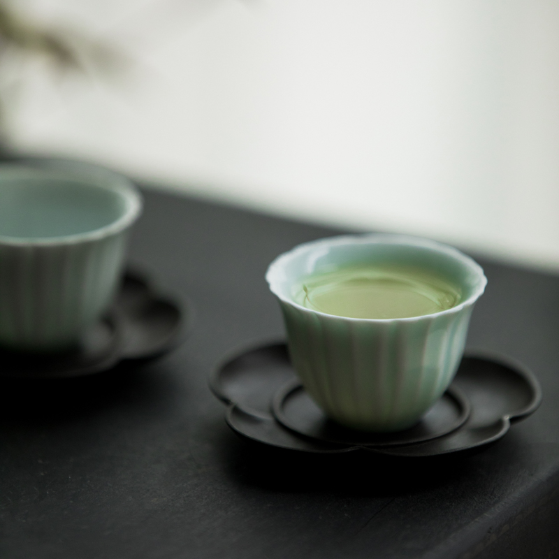 Vegetation school ceramics shadow green tea Japanese single CPU personal cup master cup sample tea cup kung fu tea tea bowl