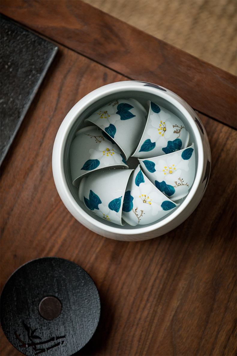 Vegetation school ceramics hand - made camellia tea wash in hot water barrel built for wash water in a kung fu tea accessories water jar