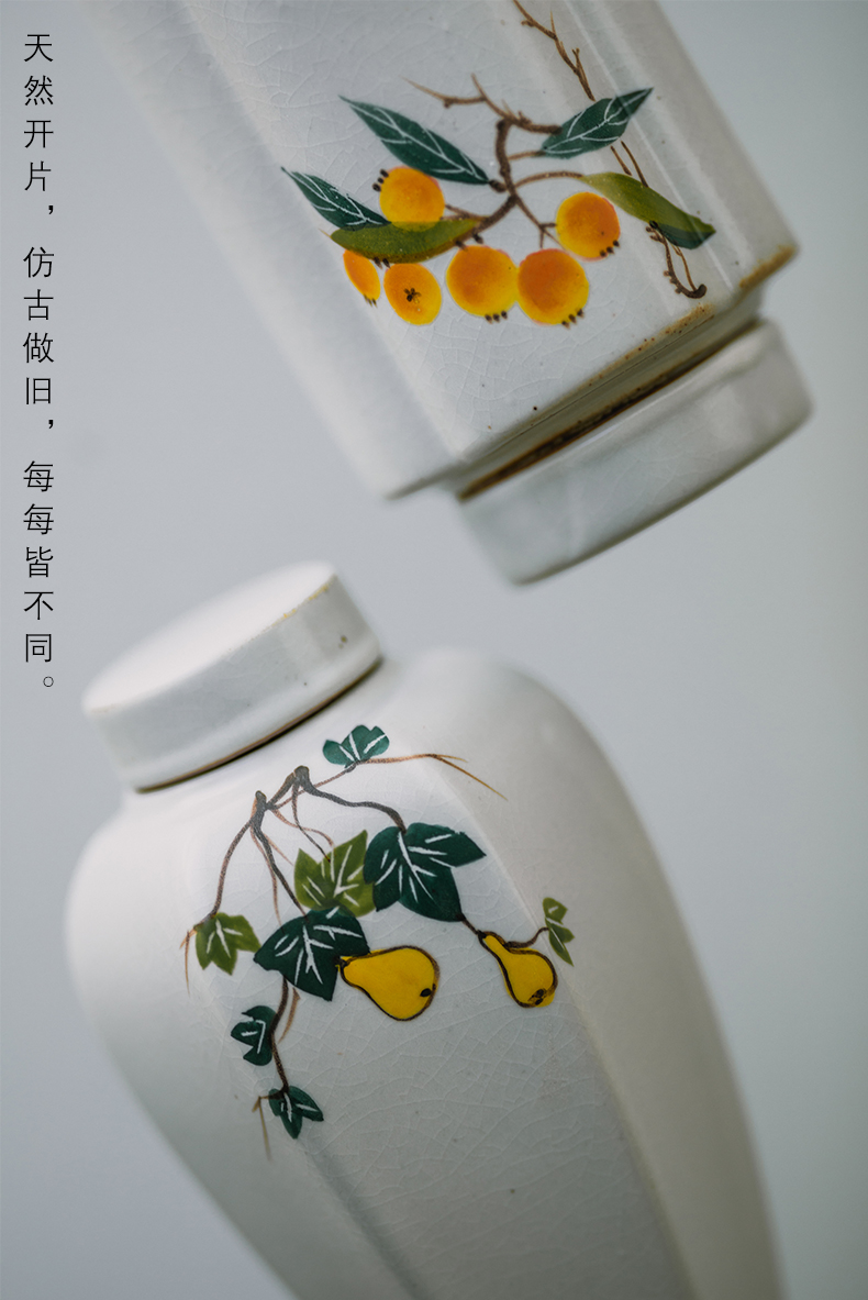 Vegetation school ceramics hand - made loquat caddy fixings your up household seal tank storage POTS warehouse up tea storage tank