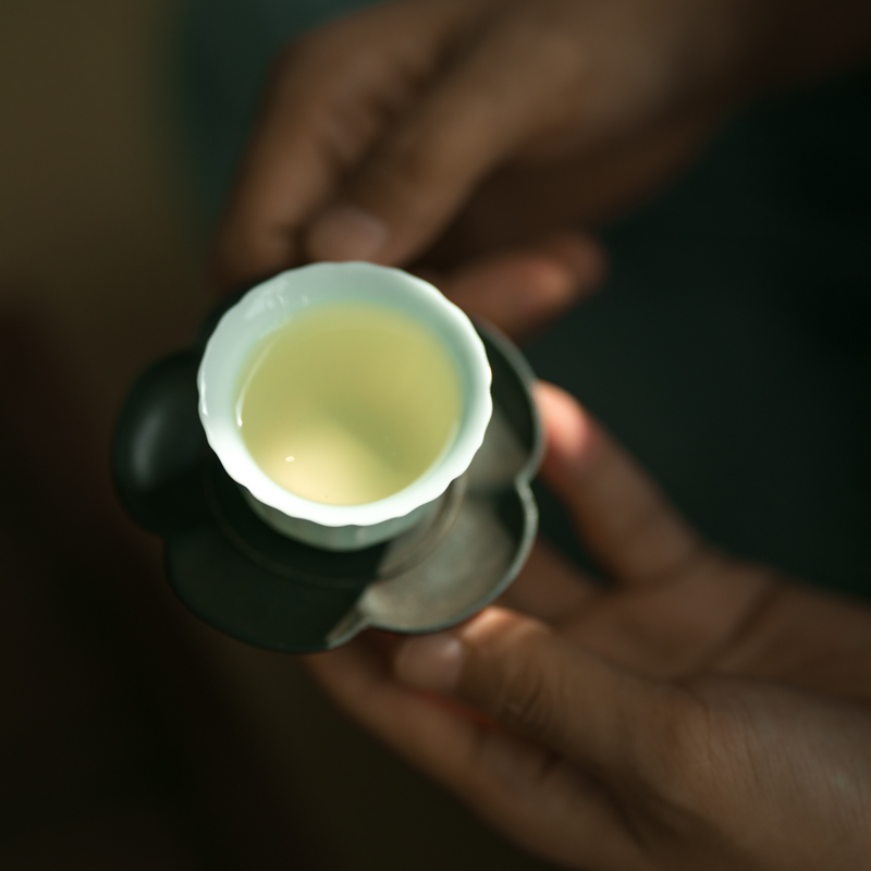Vegetation school ceramics shadow green tea Japanese single CPU personal cup master cup sample tea cup kung fu tea tea bowl