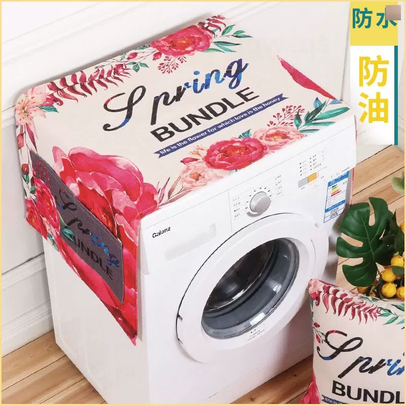 Tủ lạnh khăn khăn pad bảo vệ màng hoa đơn giản tủ giày máy giặt vải không thấm nước duy nhất loại con lăn lanh - Bảo vệ bụi