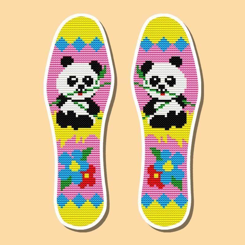 Cross embroidered insole embroidered handmade pure cotton embroidered semi-finished pinhole new printed wedding happy men and women