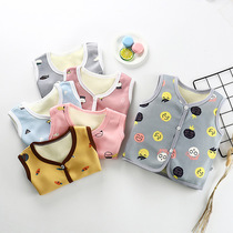 Baby horse clip spring and autumn winter outside Boys and Girls children wear plus velvet padded padded shoulder baby vest waistcoat