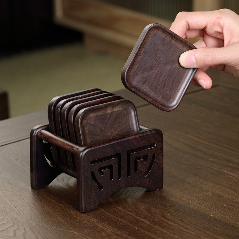 Tea Cup Mat Black Sandalwood Square Tea Totea Cup Towoody Heat Insulation Tea Mat Tea Dao Kung Fu Creative Tea Set Accessories-Taobao