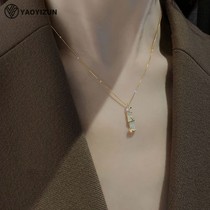 Korean necklace female clavicle chain ins personality cold wind bamboo pendant Simple and generous does not fade sterling silver necklace