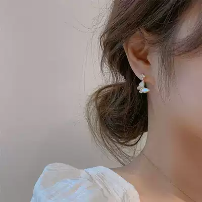 Korean butterfly earrings sterling silver women hypoallergenic simple temperament advanced sense exquisite earrings 2021 New Tide summer summer