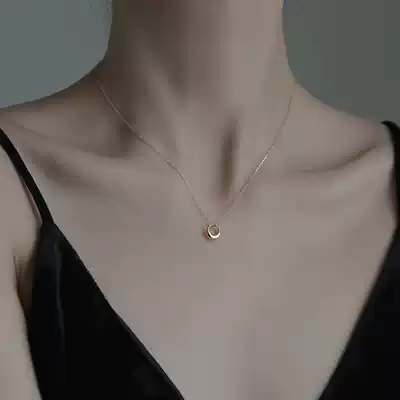 Korean geometric round necklace female choker sterling silver simple temperament light luxury niche design sense neck pendant summer