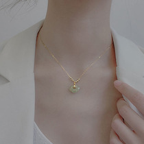 Hetian Jade Ping An lock female necklace light luxury niche long life lock jade pendant 2020 new choker summer