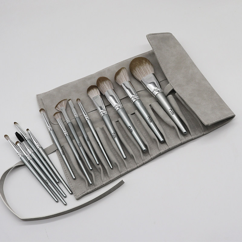 Makeup Brush Pack Containing Bag Folding Portable 14 Jack Imitation Leather Makeup Brush Brushed Bag Cashier Bag Color Makeup Brush Bag-Taobao