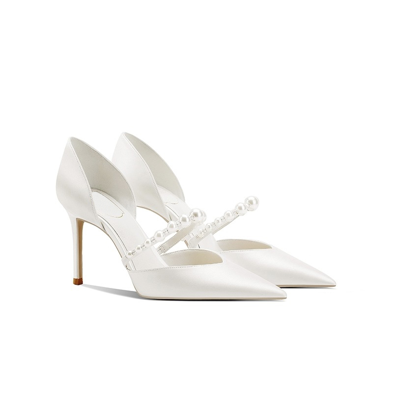 Wedding Shoes for Women 2026 New Style White Satin High Heels with Hollow Straps Elegant Bridal Dress Shoes Wedding Shoes for Women 2026 New Style White Satin High Heels with Hollow Straps Elegant Bridal Dress Shoes