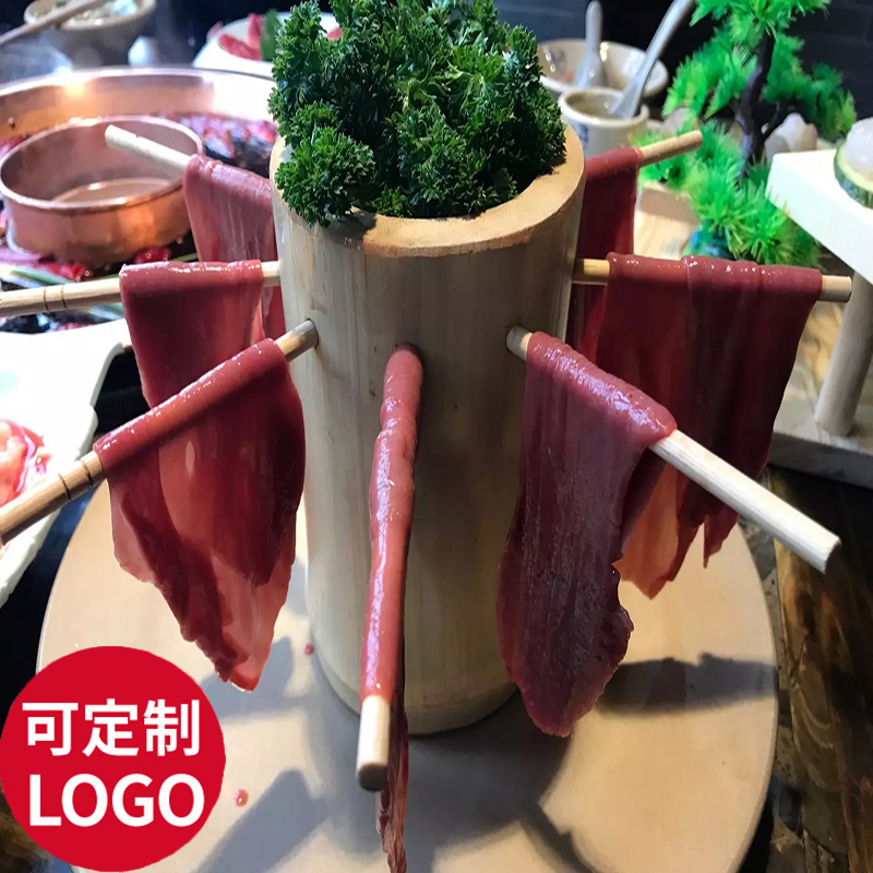 Hotel restaurant tableware creative personality hot pot shop bamboo tube duck intestine rack shabu-shabu beef and mutton characteristic artistic conception dry ice plate