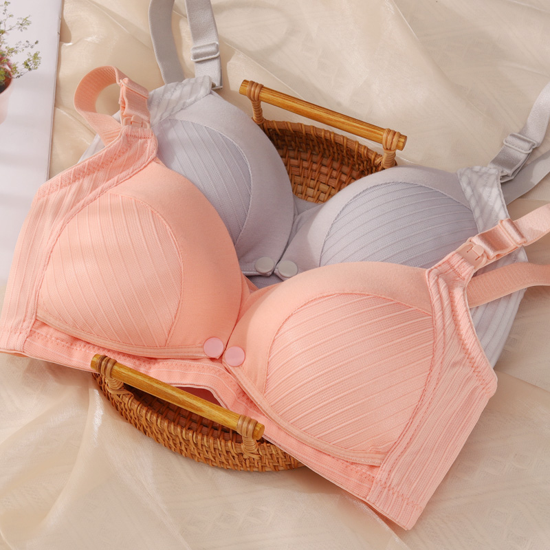 Lactating underwear pregnant women with bras summer thin pregnancy special cotton gathering anti-offset feeding bra
