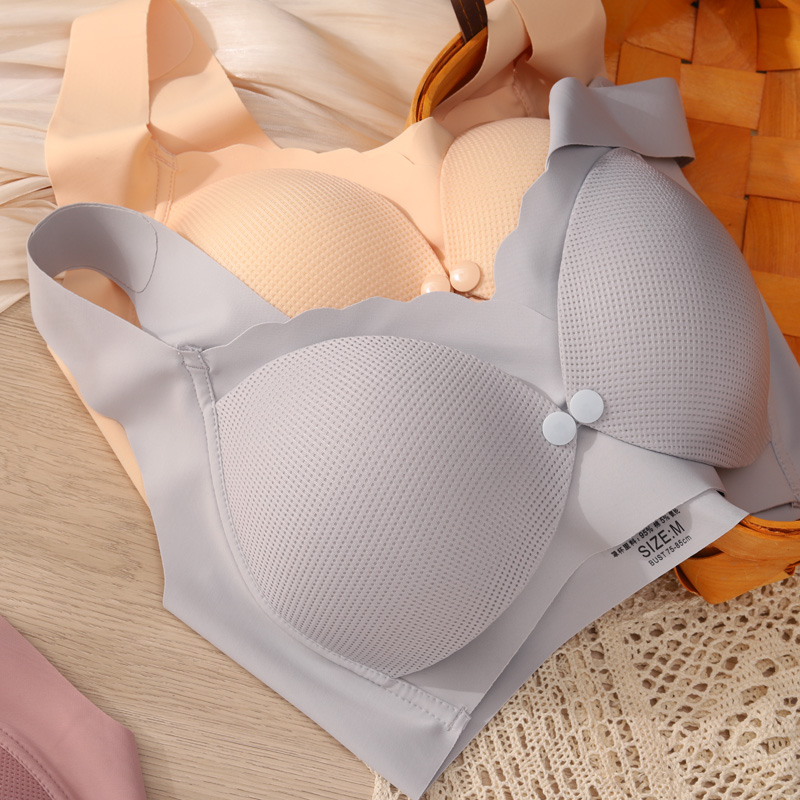 Pregnant Woman Underwear Pregnancy Breastfeeding Thin summer Polymers Drooping Prevention Special Postnatal Vest Style Feeding Bra-Taobao