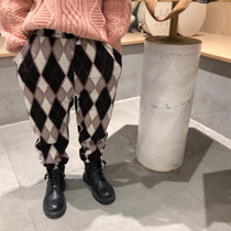 Beauty City girls plus trousers in big childrens beam pants in 2020 winter new childrens clothing retro knitted