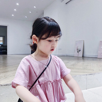 City of beautiful girls Baby Cotton loose waist waist short sleeve doll shirt 2019 summer new girls