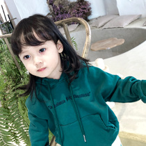 City of Beauty Girl Baby Letter Hooded Sweat Jacket 20 Autumn and Winter New Girls Plus Velvet