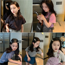 Girl hit bottom short sleeve T-shirt Summer new childrens clothes CUHK Tong Little girl blouses very positive tones