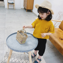 City of beautiful girls baby net color short sleeve T-shirt summer new childrens clothing foreign style broken pocket t