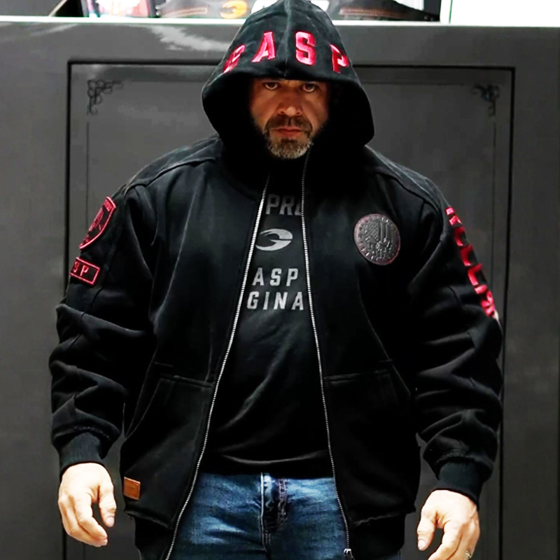 Gasp New Style Skull Fleece-Lined Thickened Sports Fitness Loose Large Size Sweatshirt Jacket Gasp New Style Skull Fleece-Lined Thickened Sports Fitness Loose Large Size Sweatshirt Jacket