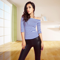 Clavicle high-end word shoulder top Female ins Hong Kong style sweet super Fairy net Red womens strapless sexy autumn temperament T