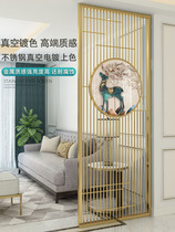 Light luxury screen partition living room custom porch cabinet creative golden metal stainless steel art painting