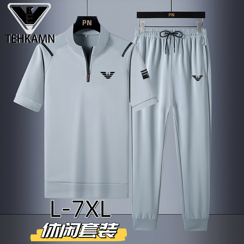 Outlet Clearance High-End Brand Sports Suits for Men and Women, New Summer Style, Large Size Short-Sleeved Pants, Casual Two-Piece Set