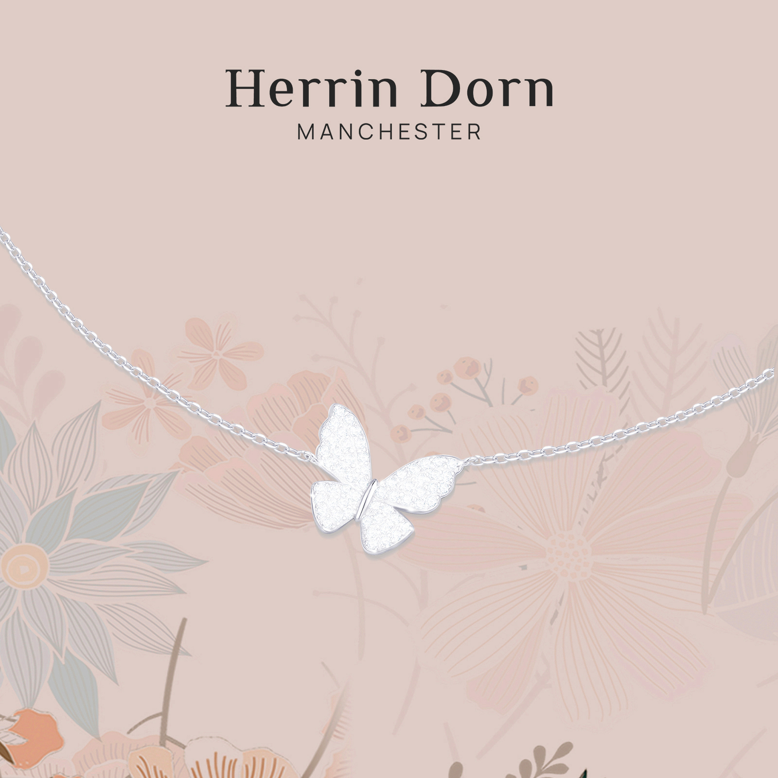 ヘリン・ドーンの「ストロール・マナー」シリーズのダイナミックな蝶のネックレスはエレガントでロマンチックです。