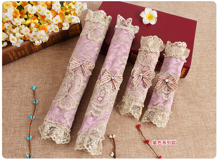 Cao cấp thêu ren thanh cửa găng tay bao gồm đôi cửa tủ lạnh tay vịn tay áo bảo vệ tay áo bụi bao trùm máy giặt