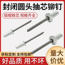 Macro-wood core rivet sealing type large cap waterproof pull nail car pumping core rivet flat round head aluminium closed willow nail