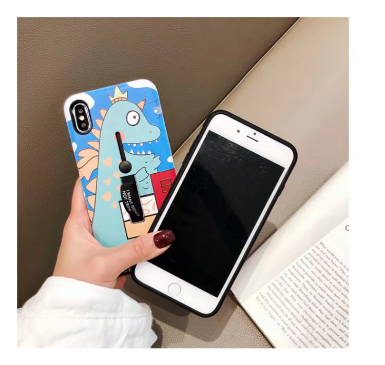 Zoo khủng long phim hoạt hình dễ thương táo X / Xs / Max / XR vỏ điện thoại di động iphone7plus / 8 / 6sp sáng tạo IX khung nhẫn vô hình 8PLUS bảo vệ tính cách mới - Nhẫn