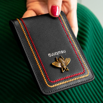 Motor Vehicle Driving License Leather Jacket Womens Personality Creative Network Red Line Driving License Two-in-one High-end Girl Super Slim Card Bag