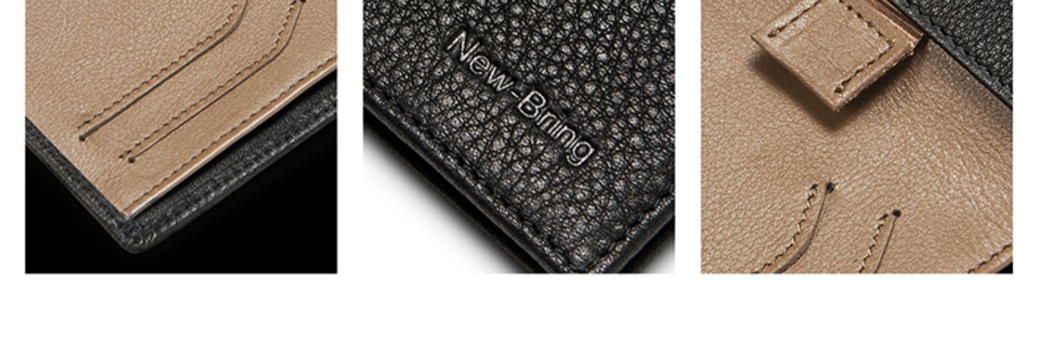 Ví da siêu mỏng NewBring ví ngắn nam dung lượng lớn gói thẻ nữ bằng da nhỏ ví thời trang - Ví tiền ví nam đẹp