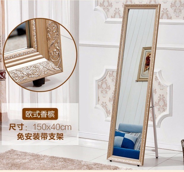 Gương gia đình châu Âu gương gỗ rắn ba chiều cơ thể đứng gương phòng ngủ phù hợp gương mặt đất áo gương - Gương gương dán tường trang trí