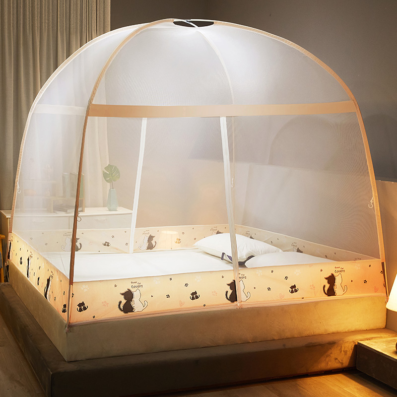 Sweet Kitten - More SpaceInstallation free Mongolian yurts Mosquito net household 1.8 Rice bed 1.5m student dormitory 1.2m Tent Single person encryption Mosquito net