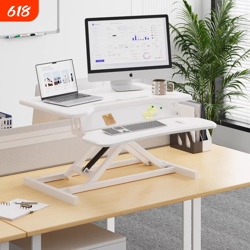 Sanmeng Standing Workstation Adjustable Desk Computer Desk Desktop Height-Adjustable Laptop Office Desk Folding Stand