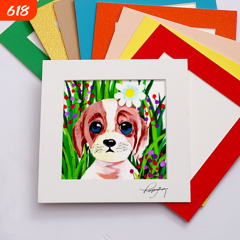 10-Pack Square Picture Frames, Simple Children's Picture Frames, Framing Frames for Watercolor and Oil Pastels, Square Paper-Cut Small Picture Frames