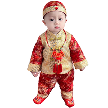 One-year-old dress for baby boy spring and summer new style baby 100 days and one year old birthday party dress Chinese style Tang set