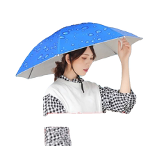 Fishing umbrella cap wearing umbrella folding head outdoor sun-shading large double-cap umbrella Rain-proof single-layer hands