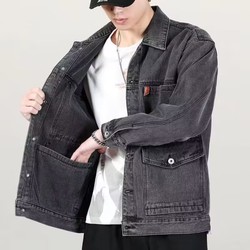 Spring and Autumn Denim Jacket 2024 New Japanese Trendy Brand Workwear Loose Large Size Men's Jacket Work Casual Style