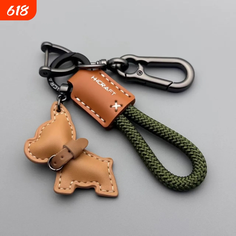 Cartoon Cute French Bulldog Puppy Keychain Pendant Car Keychain Ring Leather Handmade Woven Rope Bag Decoration Cartoon Cute French Bulldog Puppy Keychain Pendant Car Keychain Ring Leather Handmade Woven Rope Bag Decoration