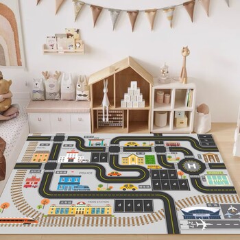 Children's game carpet city traffic road parking lot floor mat baby crawling mat car track toy mat