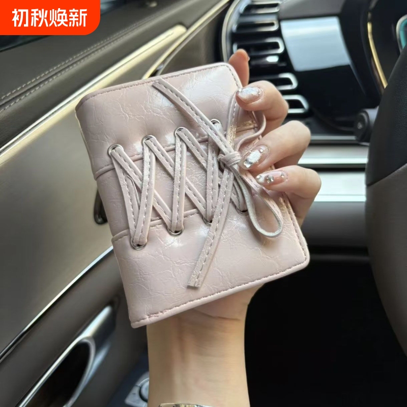 Ins New Ballet Style~Lace-Up Bow Tie Girls' 80% off Y2K Large Capacity Wallet with Multiple Card Slots and Coin Purse