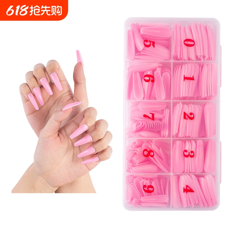 500-Piece Box of Solid Color Transparent Mixed Color T-Shaped False Nails Coffin Nails Nail Art Nail Tips Wearable Nails