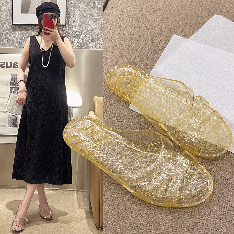 Bathroom Crystal Plastic Slippers for Women, Summer Non-Slip, Anti-Odor, Bathing Couple Slippers, Jelly Old-Fashioned Shoes, Transparent Purple Bathroom Crystal Plastic Slippers for Women, Summer Non-Slip, Anti-Odor, Bathing Couple Slippers, Jelly Old-Fashioned Shoes, Transparent Purple